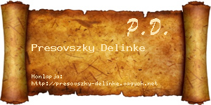 Presovszky Delinke névjegykártya